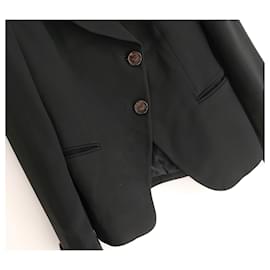 Giorgio Armani-Giorgio Armani black slouchy asymmetric button blazer jacket-Black