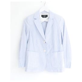 Weekend Max Mara Veste blazer en seersucker rayé Weekend MaxMara Bleu clair