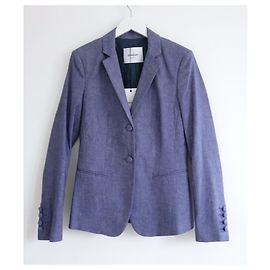 Dondup Denim Blue Linen Mix Blazer jacket Blue