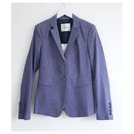 Dondup-Dondup Denim Blue Linen Mix Blazer jacket-Blue