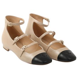 CHANEL  Flats EU 39 leather Beige
