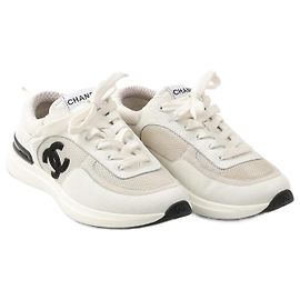 CHANEL Baskets UE 40 chiffon Blanc