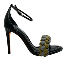 Alexandre Birman-Alexandre Birman Cloud / Black Leather Braided Francis Ankle Strap Sandals-Black