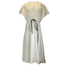 Altuzarra-Altuzarra Off White Romy Linen Midi Dress-White