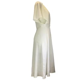 Altuzarra-Altuzarra Off White Romy Linen Midi Dress-White