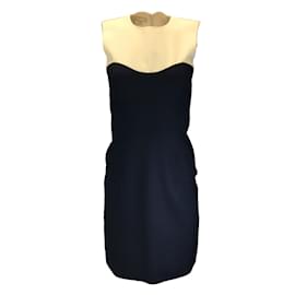 Michael Kors-Michael Kors Black / Nude Fitted Silk Knit Sheath Dress-Black