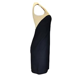 Michael Kors-Michael Kors Black / Nude Fitted Silk Knit Sheath Dress-Black