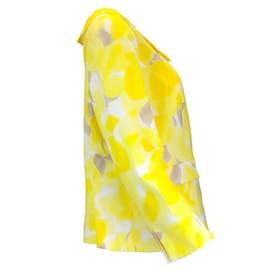 Rena Lange-Blazer amarillo de algodón con estampado multicolor de Rena Lange-Amarillo