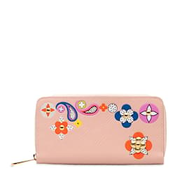 Louis Vuitton-Pink Louis Vuitton Epi Flower Mosaic Zippy Long Wallet-Pink
