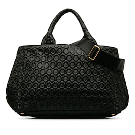 Prada-Bolso satchel Canapa bordado de Prada negro-Negro
