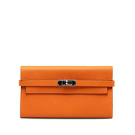 Hermès-Orangefarbene Hermès-Epsom-Klassiker-Kelly-Geldbörse-Orange
