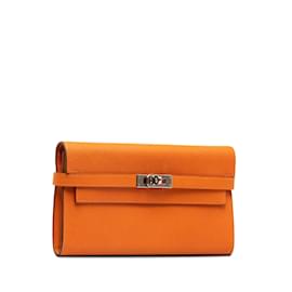Hermès-Portefeuille Hermes Epsom Classique Kelly Orange-Orange