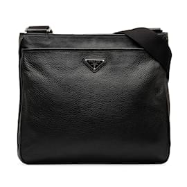 Prada-Black Prada Leather Crossbody Bag-Black