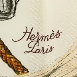 Hermès-White Hermes A Propos Des Bottes Silk Scarf-White