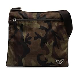 Prada-Brown Prada Tessuto Camouflage Crossbody Bag-Brown