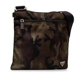 Prada-Brown Prada Tessuto Camouflage Crossbody Bag-Brown