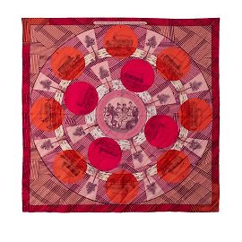 Hermès Bufanda de seda rosa Hermes Jeu des Omnibus Remix Bufandas Rosa