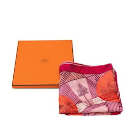 Hermès-Pink Hermes Jeu des Omnibus Remix Silk Scarf Scarves-Pink