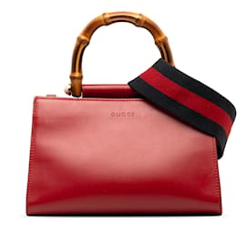 Gucci-Cartable rouge Gucci Mini Bamboo Nymphaea-Rouge