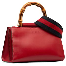 Gucci-Red Gucci Mini Bamboo Nymphaea Satchel-Red