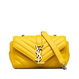 Saint Laurent-Yellow Saint Laurent Baby Monogram Matelasse Classic Chain Bag-Yellow