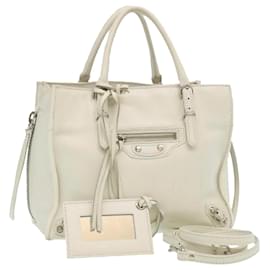 Balenciaga-balenciaga 2Way Shoulder Bag Hand Bag Leather White Auth am2305g-White