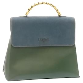 Loewe-LOEWE Handtasche Leder Grün Blau Auth ar6429-Grün