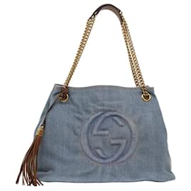 Gucci-GUCCI Soho Chain Shoulder Bag Denim Blue 308982 Auth yk7993-Blue