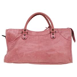 Balenciaga-BALENCIAGA Le sac à main à temps partiel en cuir 2façon rose 168028 Authentification4413-Rose