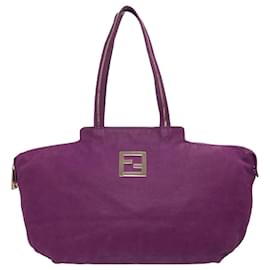 Fendi-Suede Gold Zip Detail Shopper-Other,Purple