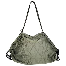 Marni-Dark Green Quilted Fabric Tote-Green