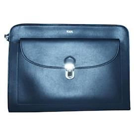 Tod's-Navy Blue Leather Messenger Bag-Blue,Navy blue