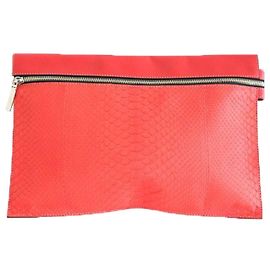 Victoria Beckham Pochette Python Rouge Rouge