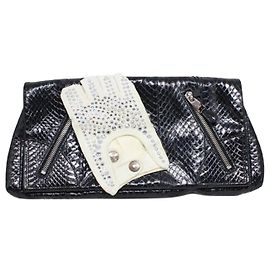 Alexander Mcqueen Python Faithful Clutch Bag Black