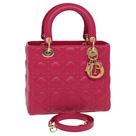 Christian Dior-Borsa a mano Christian Dior Lady Dior Pelle di agnello 2modo Pink Auth 28644-Rosa