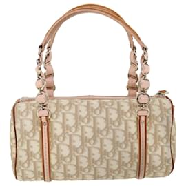 Christian Dior-Christian Dior trotter romantic Hand Bag Beige Pink 02-BO-0027 auth 35934-Brown