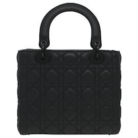 Christian Dior-Christian Dior Canage Lady Dior Hand Bag calf leather Black M0566SLOI Auth 36776A-Black