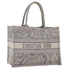 Christian Dior-Christian Dior Book Tote Bag Toile Gris M1286ZTDT_M932 Auth bs6141-Gris