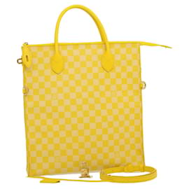 Louis Vuitton-LOUIS VUITTON Damier Color Mobile 2way Shoulder Bag Yellow N41305 LV Auth 27711A-Yellow
