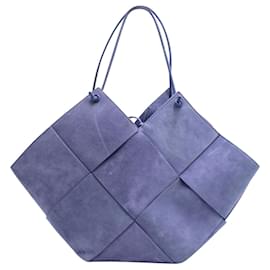 Bottega Veneta-Lilac Suede Intercciato Tote Bag-Purple