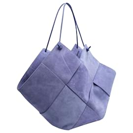 Bottega Veneta-Lilac Suede Intercciato Tote Bag-Purple