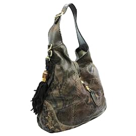 Gucci-Large Python Leather Hobo Bag with Bamboo Tassel-Other