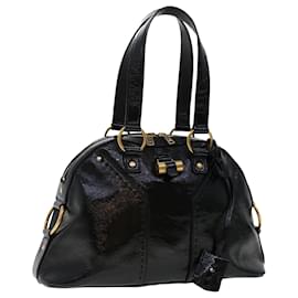 Yves Saint Laurent-SAINT LAURENT Muse Shoulder Bag Patent Leather Black Auth yk7918-Black
