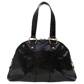 Yves Saint Laurent-SAINT LAURENT Muse Shoulder Bag Patent Leather Black Auth yk7918-Black