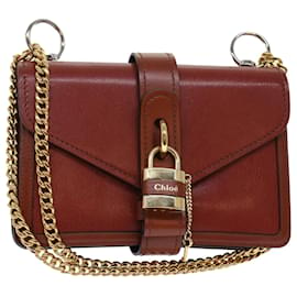 Chloé-Chloe Abby Chain Shoulder Bag Leather Brown CHC19WS206 b72 auth 49312A-Brown