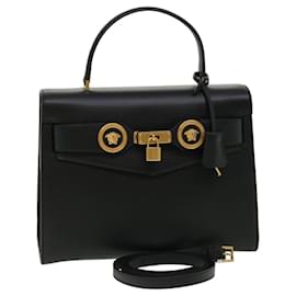 Versus Versace-VERSACE Hand Bag Leather 2way Black DBFG311 auth 31495A-Black