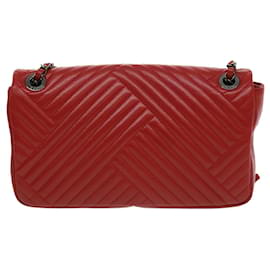 Chanel-CHANEL bolsa tiracolo corrente pele de carneiro vermelho CC Auth bs3636UMA-Vermelho