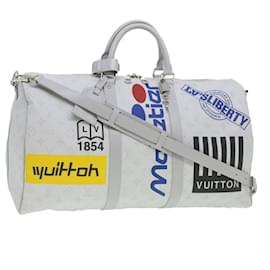 Louis Vuitton-Louis Vuitton Monogram Keepall Bandouliere 50 Boston Bag White M44643 LV 37882A-White