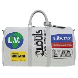 Louis Vuitton-Louis Vuitton Monogram Keepall Bandouliere 50 Boston Tasche Weiß M44643 LV 37882EIN-Weiß