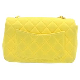 Chanel-CHANEL Matelassê Bolsa tiracolo com aba e fecho amarelo CC Auth 34513UMA-Amarelo